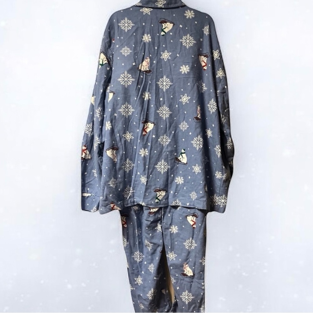Old Navy ~ Women’s ~ 2 Piece Pajama Set ~ XL~Flannel ~Snowflakes & Polar Bears - Picture 4 of 16